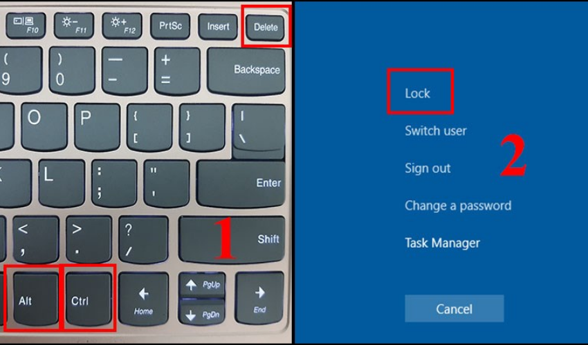 Để khóa màn hình máy tính một cách đơn giản, bạn có thể nhấn tổ hợp phím Ctrl + Alt + Delete và sau đó chọn tùy chọn Lock