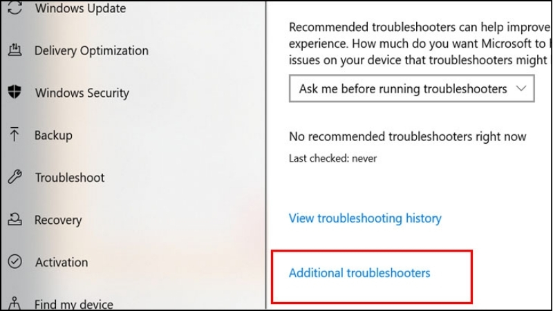 Nhấp vào Additional Troubleshooters