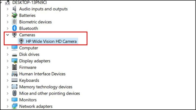 Mở rộng thư mục “Camera” (Webcam)