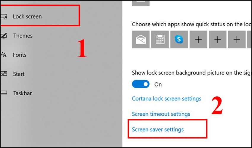 Trong mục Lock screen, chọn Screen saver settings