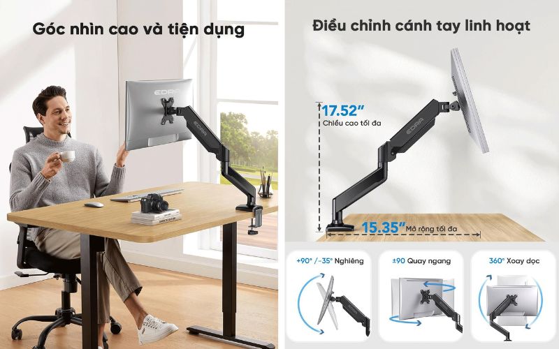 Giá đỡ màn hình EDRA EMA7302 sở hữu thiết kế tối giản nhưng không kém phần tinh tế