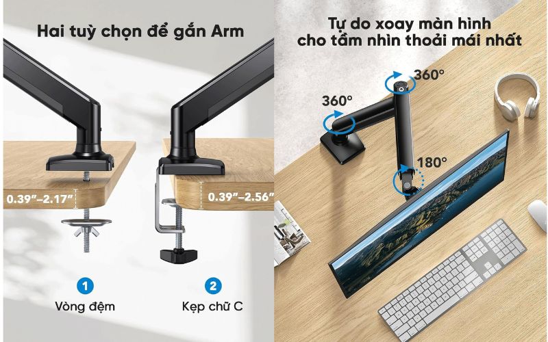 EDRA EMA7302 được trang bị chức năng xoay chuyển đa chiều