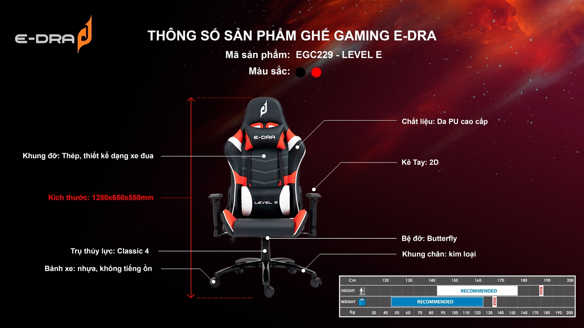 Ghế Gaming E-Dra Level E EGC229