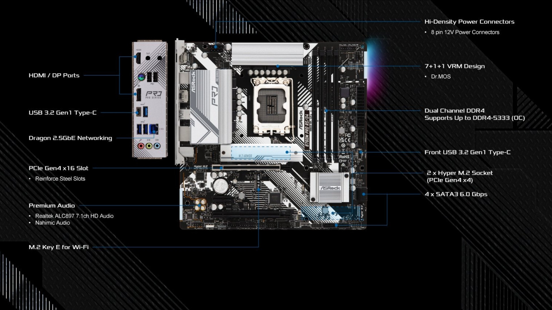 Mainboard ASRock B760M PRO RS DDR4: Hiệu năng mạnh mẽ, tính năng đa dạng cho hệ thống DDR4