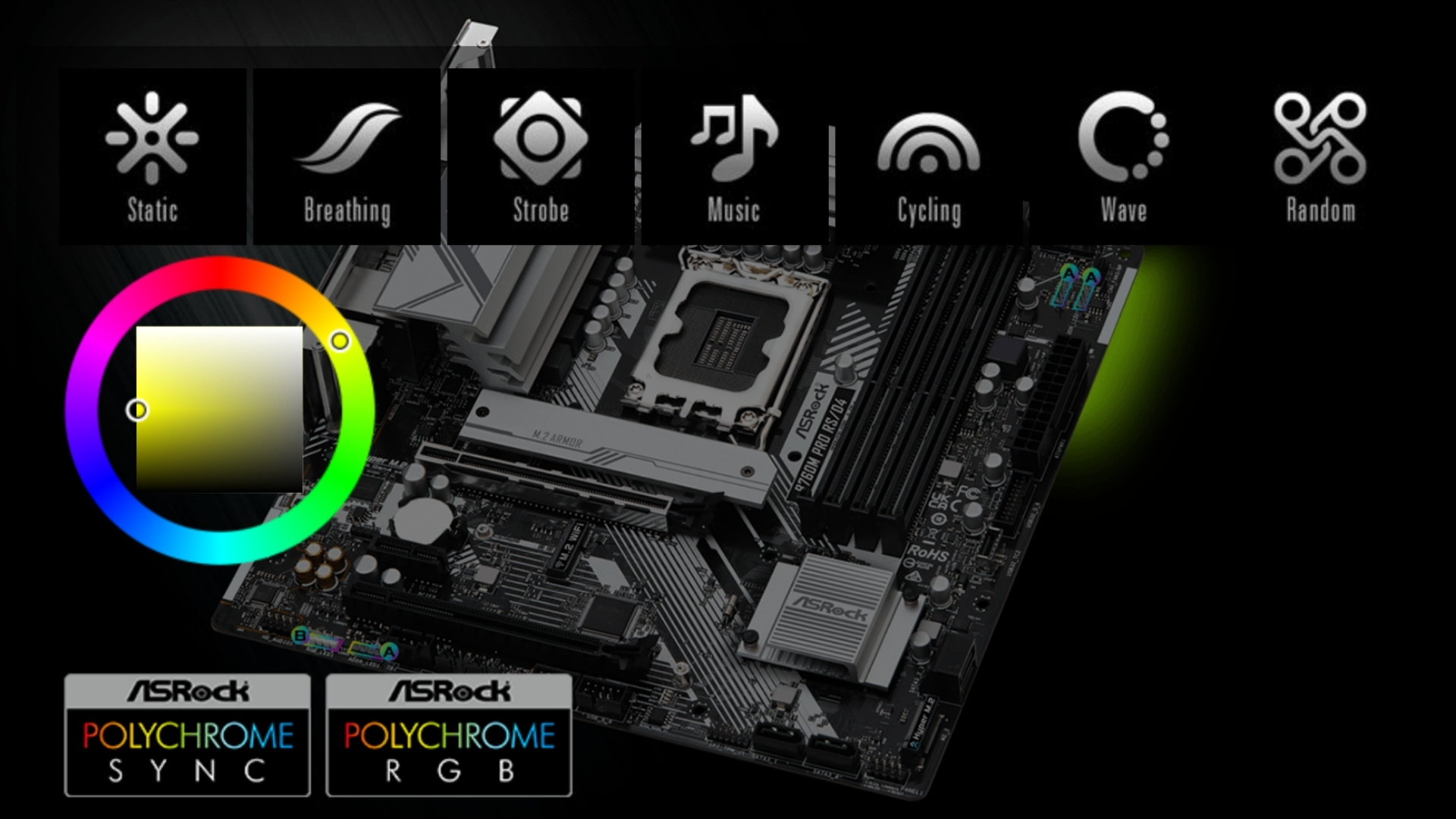 Mainboard ASRock B760M PRO RS DDR4 - Đồng bộ ánh sáng RGB