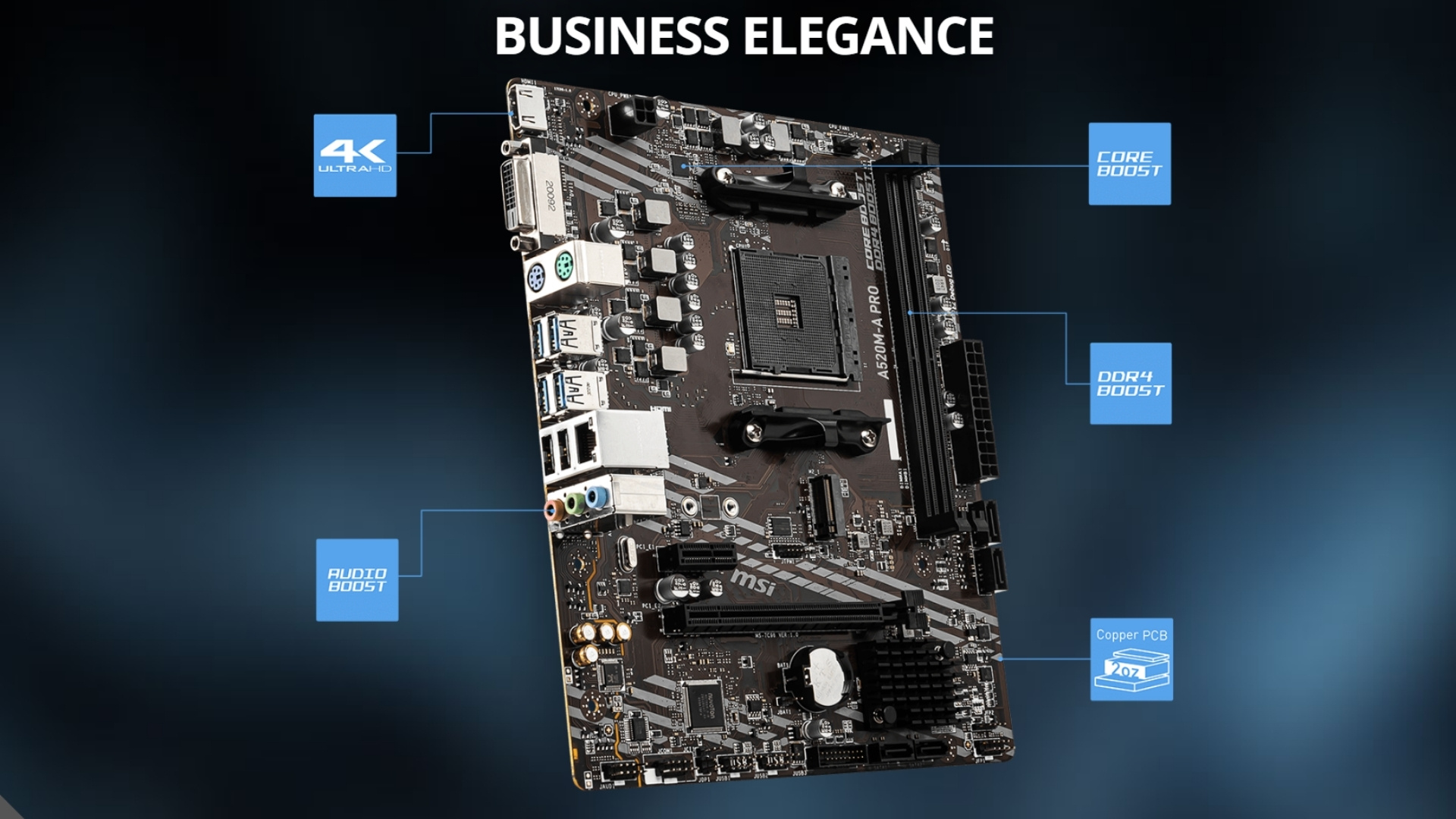 Mainboard MSI A520M-A Pro - Nâng cấp công nghệ bộ nhớ và âm thanh