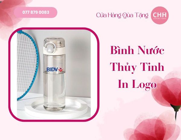 bình nước thủy tinh in logo