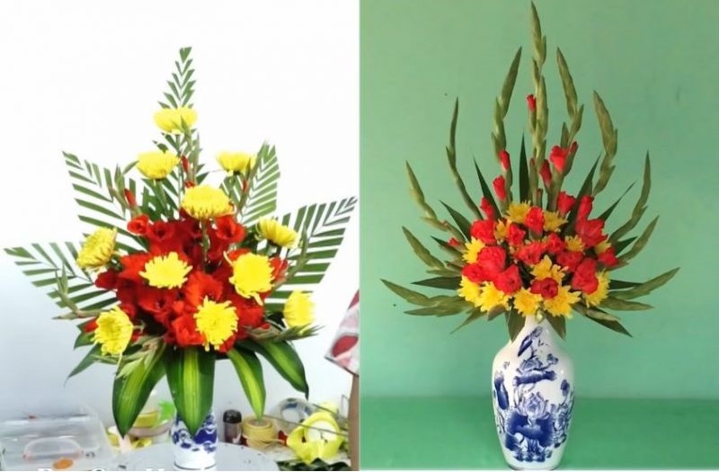 Mẫu bình hoa cắm theo kiểu lệch tâm độc đáo