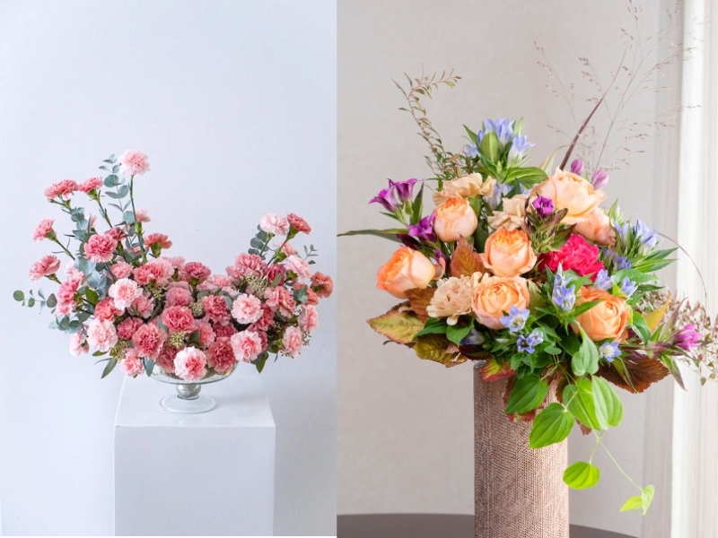 Cách cắm lẵng hoa phăng uốn lượn dạng sóng