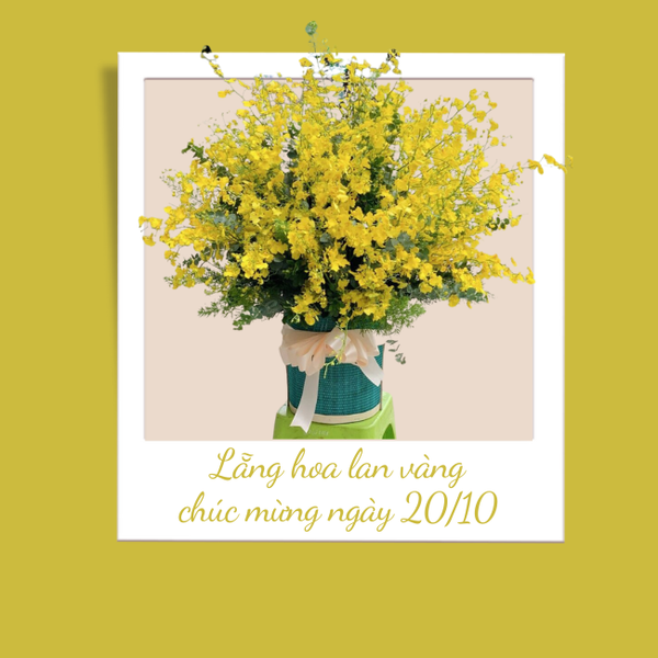 Lẵng hoa lan vàng dành tặng mẹ nhân dịp 20/10 cực kỳ phù hợp.