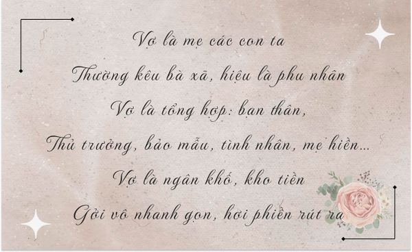 Bài thơ chúc mừng 20/10 tặng vợ vừa yêu chiều vừa hài hước