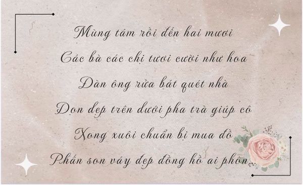 Vài câu thơ lục bát ngắn gọn trong ngày 20/10 cũng đủ làm chị em xao xuyến