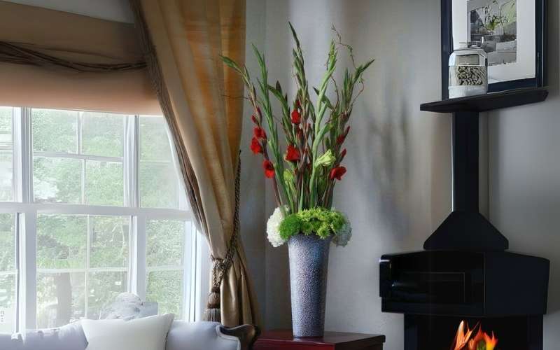 Mẫu hoa huệ đỏ mix hoa cúc xanh đẹp để bàn thờ