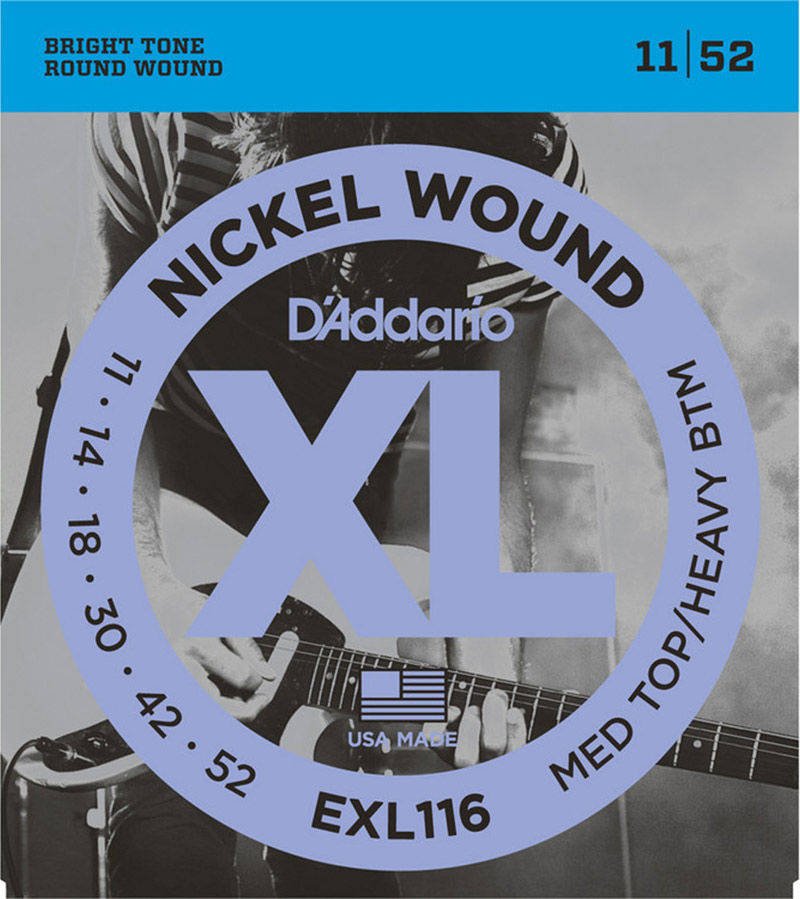 Dây Đàn Guitar Điện D'Addario EXL116 Nickel Wound, Medium Top/Heavy Bottom, 11-52