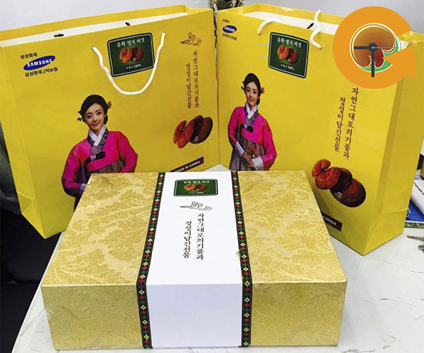 Hộp nấm linh chi vàng Hàn Quốc Yoohak Samsung hộp vàng gấm 1kg