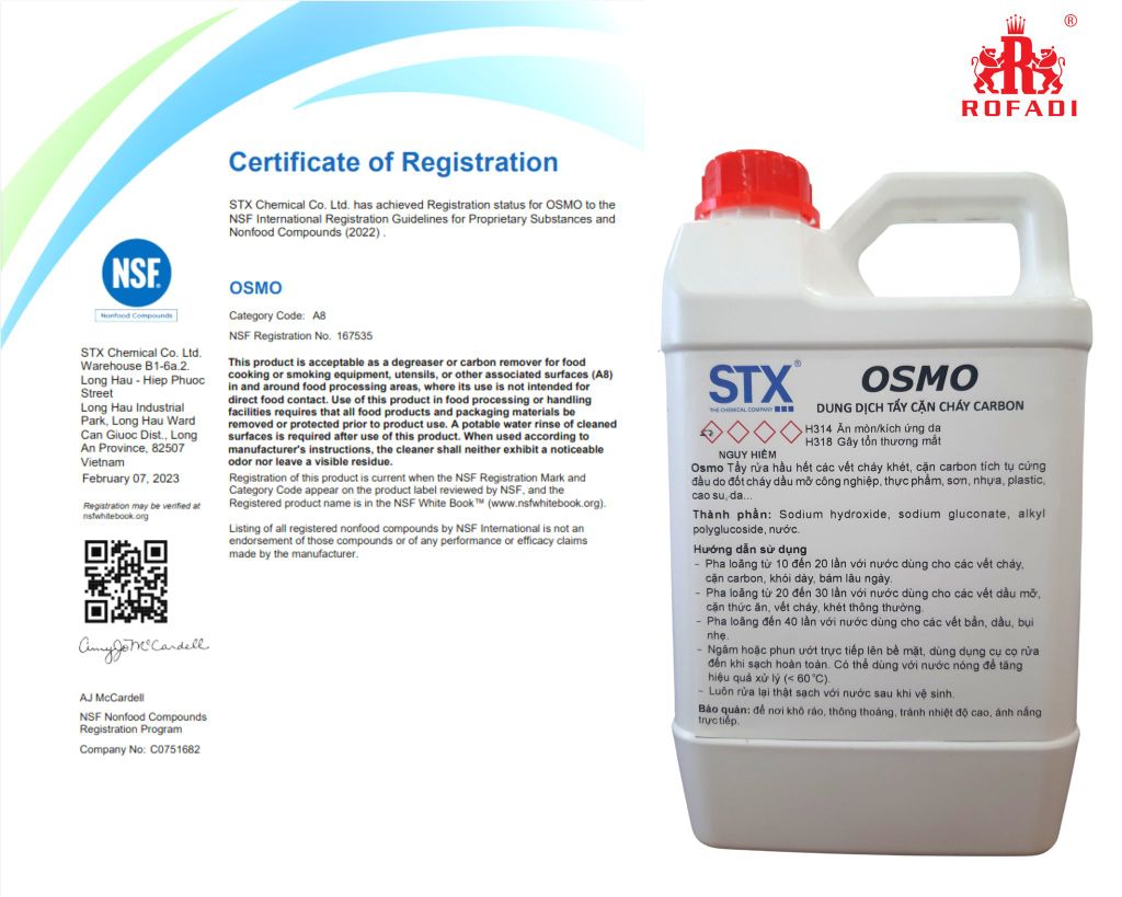 SẢN PHẨM OSMO- THƯƠNG HIỆU STX ĐÃ ĐẠT TIÊU CHUẨN NSF