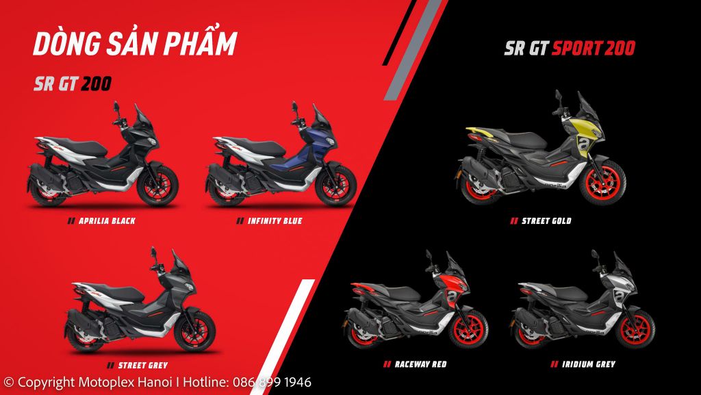 Phiên bản và màu xe Aprilia SR GT 200