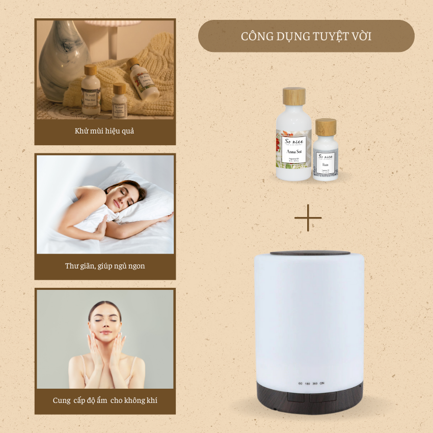 Máy khuếch tán tinh dầu và tạo độ ẩm Trụ Trắng Lớn