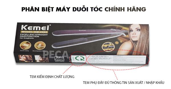 Máy duỗi tóc Kemei KM-2203 có tem phụ Tiếng Việt