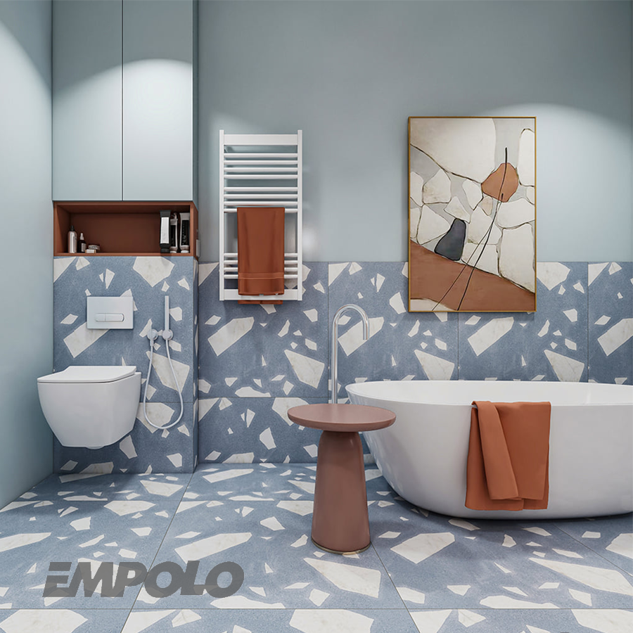 Không gian đa sắc màu với thiết kế kết hợp cùng sản phẩm thiết bị phòng tắm EMPOLO