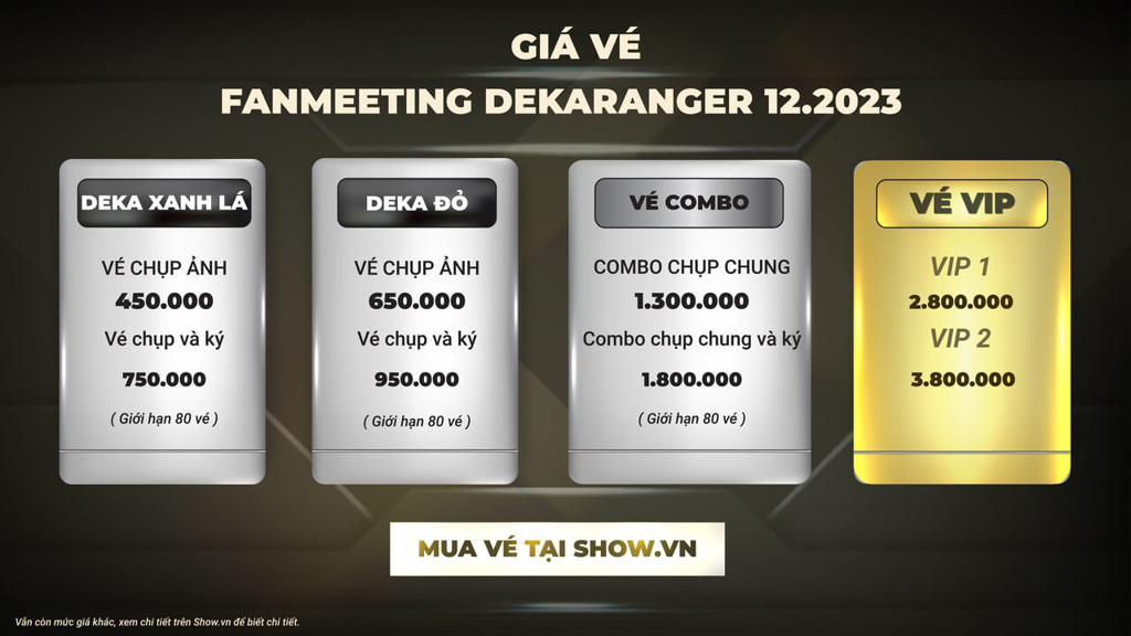 Công bố giá vé sự kiện Fanmeeting siêu nhân Deka tại Việt Nam vào tháng 12