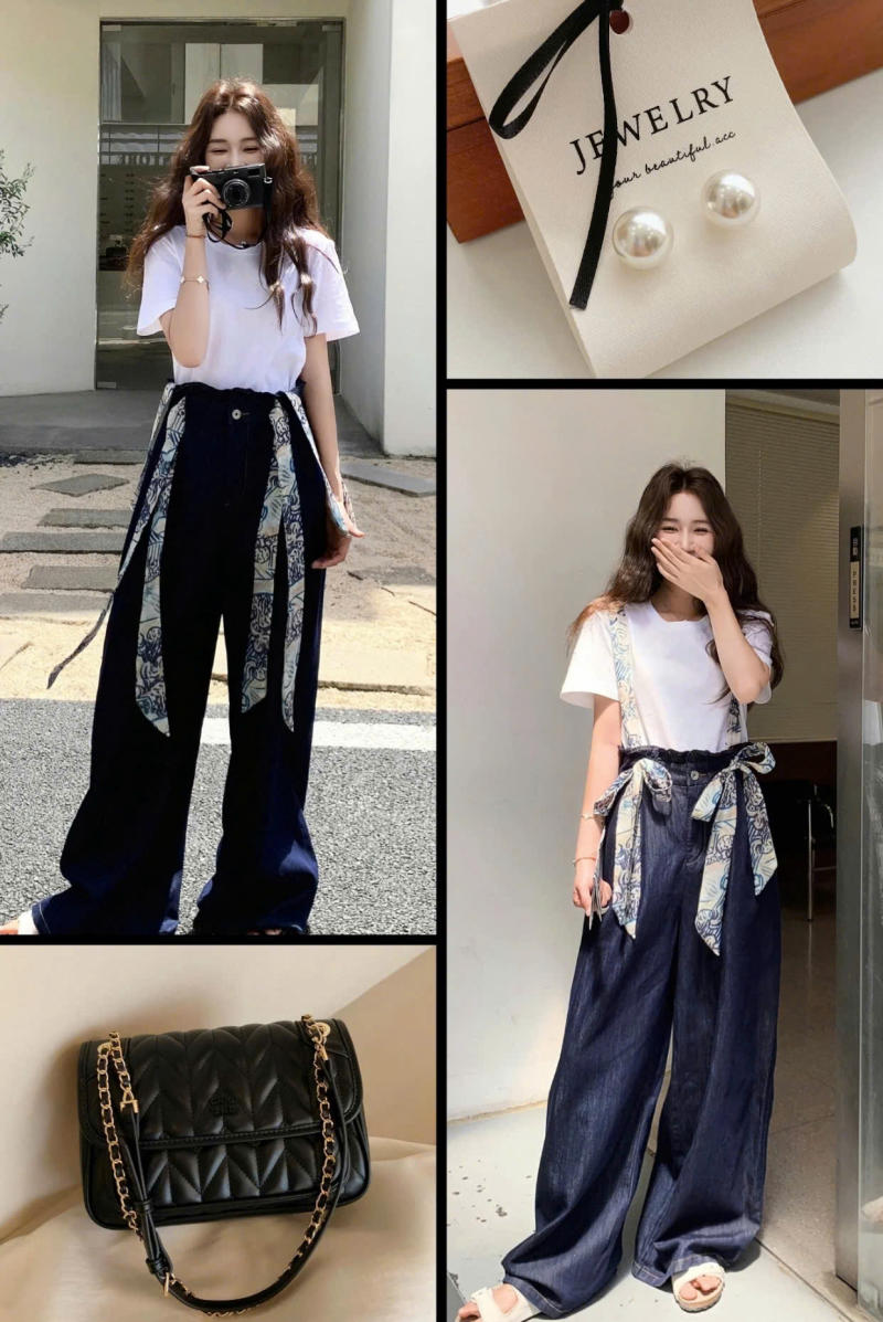 Áo phông trắng mặc với quần âu/quần tây