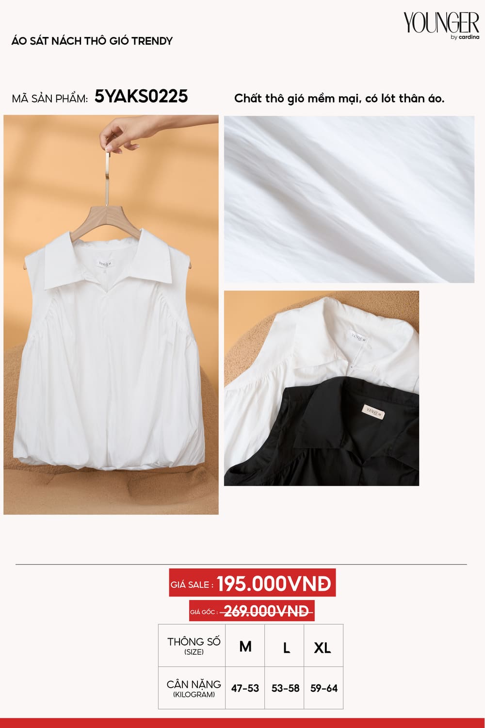 Áo sát nách thô gió Trendy