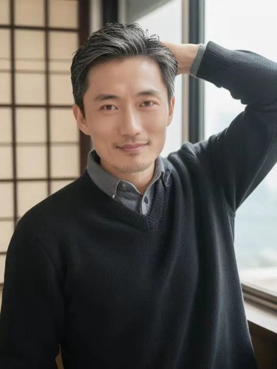 kiểu tóc nam trung niên châu á