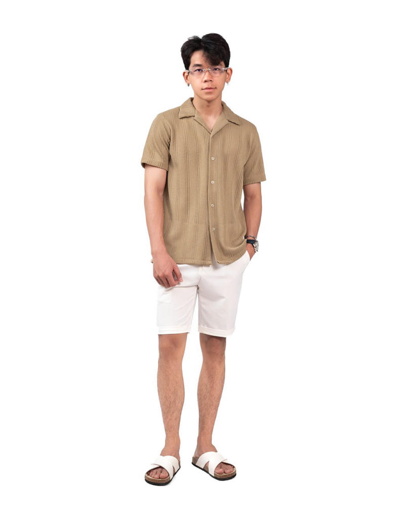 Áo Cuban Collar và Quần Trơn