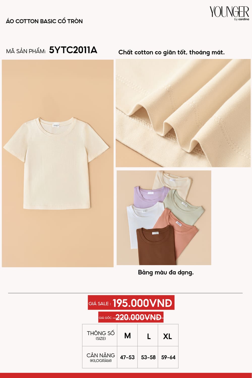 Áo cotton basic cổ tròn