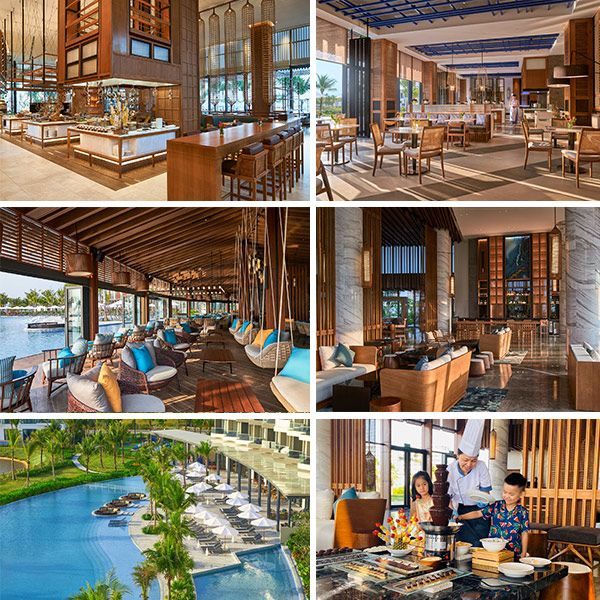 Các tiện ích như hồ bơi, nhà hàng, bar tại Movenpick Phú Quốc Resort