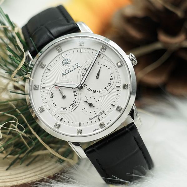 đồng hồ nam dây da Aolix AL-7081M sapphire chính hãng bảo hành 5 năm