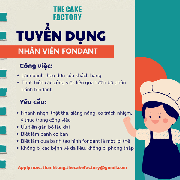 Tin Tuyển Dụng: Nhân Viên Bánh Fondant