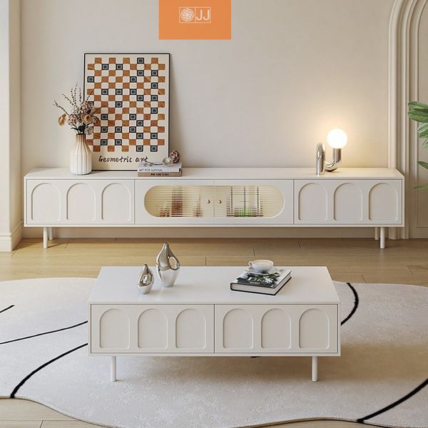 bàn sofa phong cách tân cổ điển, bàn sofa gia đình 1m x 50 ván gỗ trắng