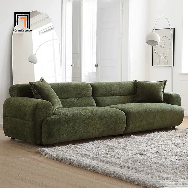sofa, ghế sofa, sofa băng nỉ màu xanh rêu, ghế sofa băng 2m2 cao cấp, sofa băng phòng khách sang trọng