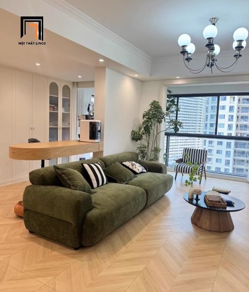 sofa, ghế sofa, sofa băng nỉ màu xanh rêu, ghế sofa băng 2m2 cao cấp, sofa băng phòng khách sang trọng