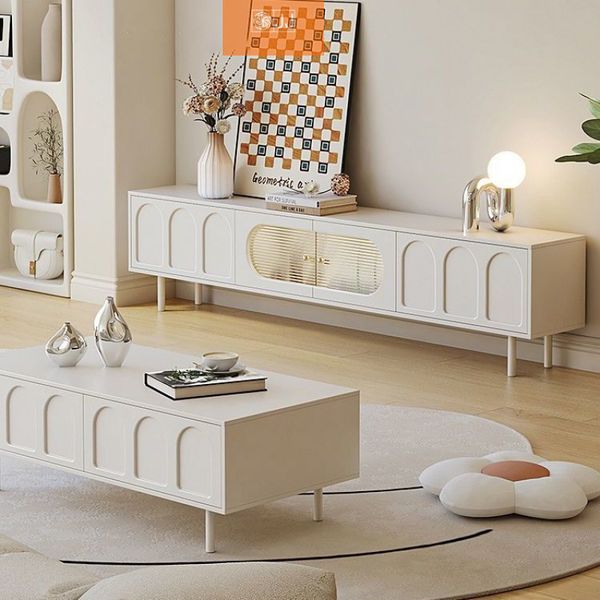 bàn sofa phong cách tân cổ điển, bàn sofa gia đình 1m x 50 ván gỗ trắng