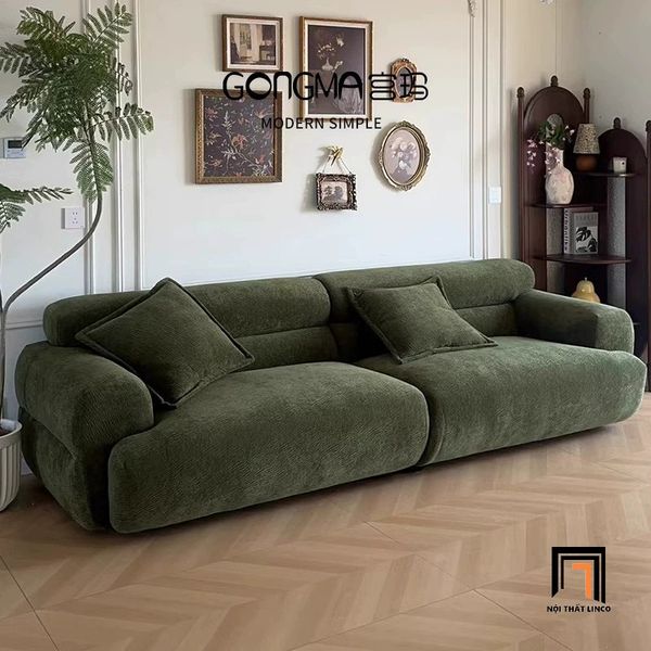 sofa, ghế sofa, sofa băng nỉ màu xanh rêu, ghế sofa băng 2m2 cao cấp, sofa băng phòng khách sang trọng