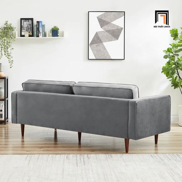 sofa, ghế sofa, sofa băng, sofa văng, ghế sofa vải nhung xám, sofa giật nút, ghế sofa chân gỗ cao su giá rẻ