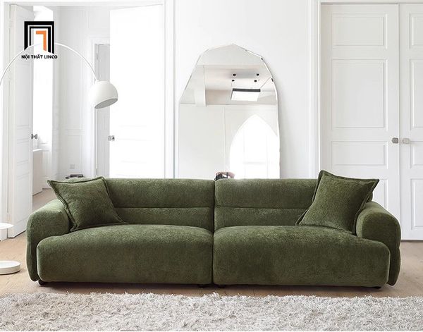 sofa, ghế sofa, sofa băng nỉ màu xanh rêu, ghế sofa băng 2m2 cao cấp, sofa băng phòng khách sang trọng