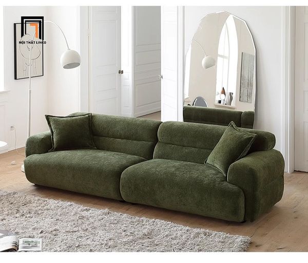 sofa, ghế sofa, sofa băng nỉ màu xanh rêu, ghế sofa băng 2m2 cao cấp, sofa băng phòng khách sang trọng