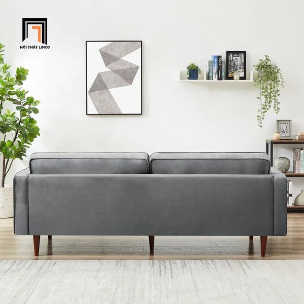 sofa, ghế sofa, sofa băng, sofa văng, ghế sofa vải nhung xám, sofa giật nút, ghế sofa chân gỗ cao su giá rẻ