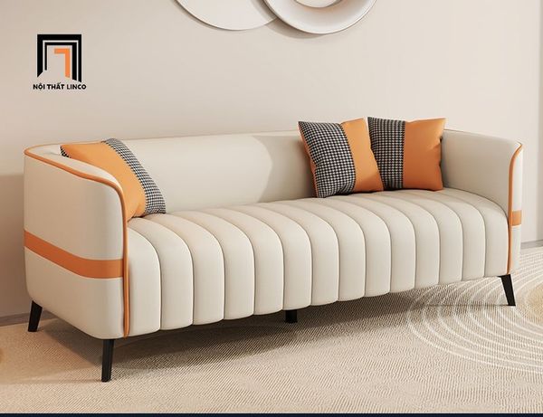 sofa, ghế sofa, sofa băng, sofa văng, sofa da công nghiệp, ghế sofa trắng kem, sofa băng 2m kiểu cong