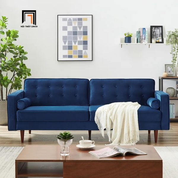 sofa, ghế sofa, sofa băng, sofa văng, ghế sofa vải nhung xám, sofa giật nút, ghế sofa chân gỗ cao su giá rẻ