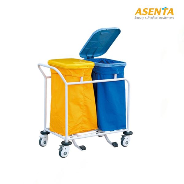 Xe vệ sinh y tế 2 túi, có bánh xoay phù hợp cho bệnh viện