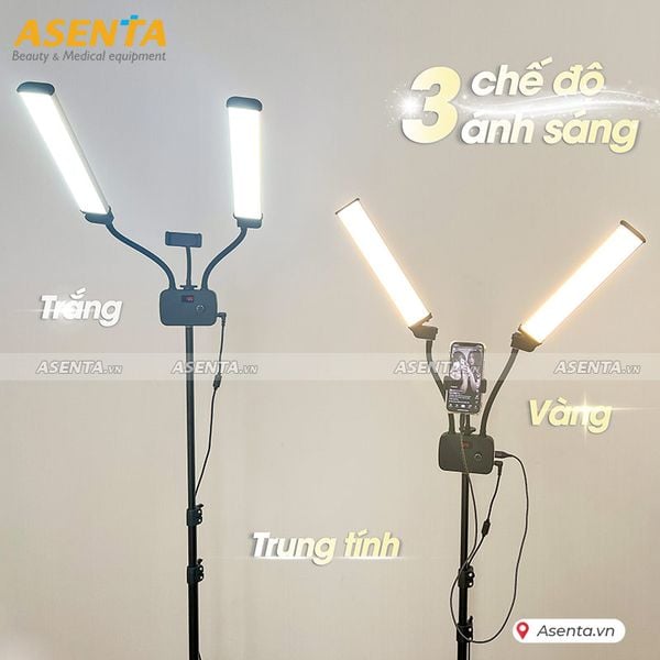 Đèn led livestream 2 nhánh CD-AX45, đèn phun xăm, đèn nối mi, đèn spa