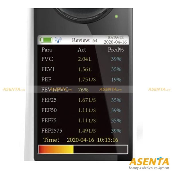 Máy đo chức năng hô hấp cầm tay Contec SP80B hiển thị các thông tin cá nhân