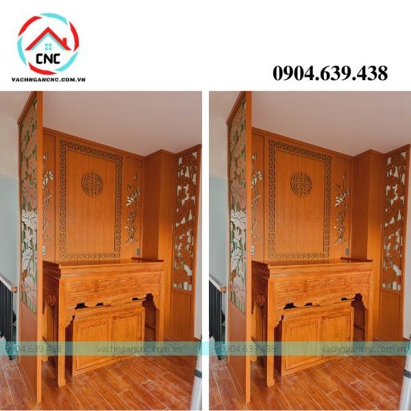 Báo giá vách ngăn phòng thờ và phòng khách gỗ giá tốt nhất