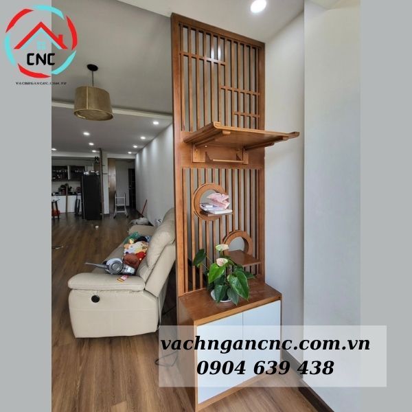 Tổng hợp các mẫu vách ngăn kết hợp bàn thờ treo tường đẹp cho chung cư