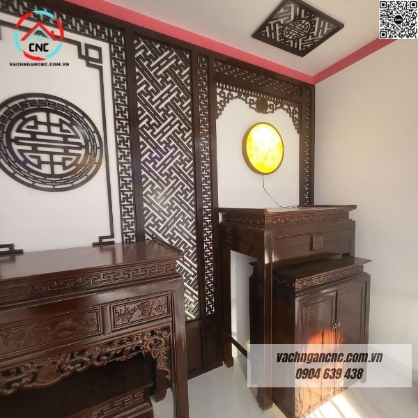 Mẫu vách ngăn cnc phòng thờ đẹp hoàn hảo cho nhà phố